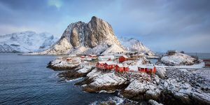 De Lofoten eiland in de winter