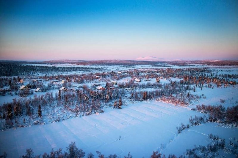 Zweeds Lapland Lodges vanuit de lucht met Nordic